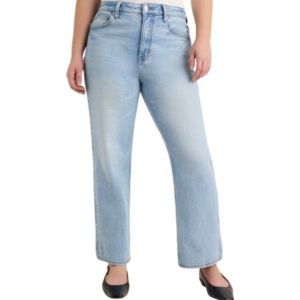 Quince‎ Bella Stretch Relaxed Straight Jeans Cool Blue High Rise Size 27